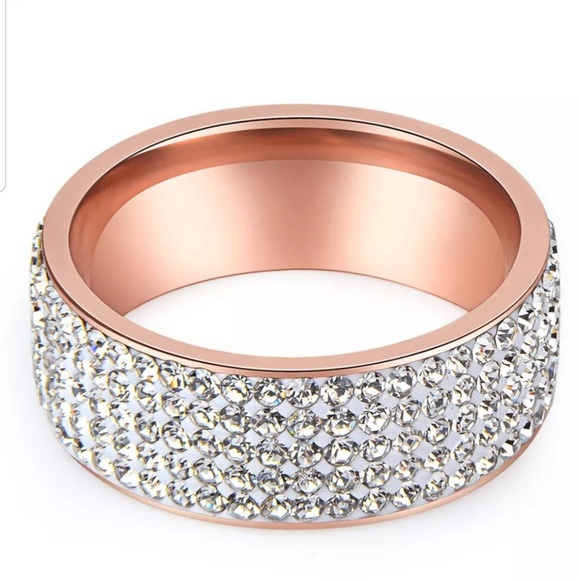 5 Row Micro Pave CZ Stainless Steel Stunning Ring - Picture 3 of 5